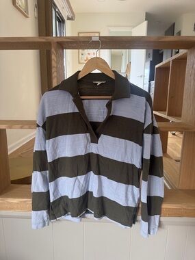 Madewell Long-Sleeve Rugby Shirt - Light Blue & Olive